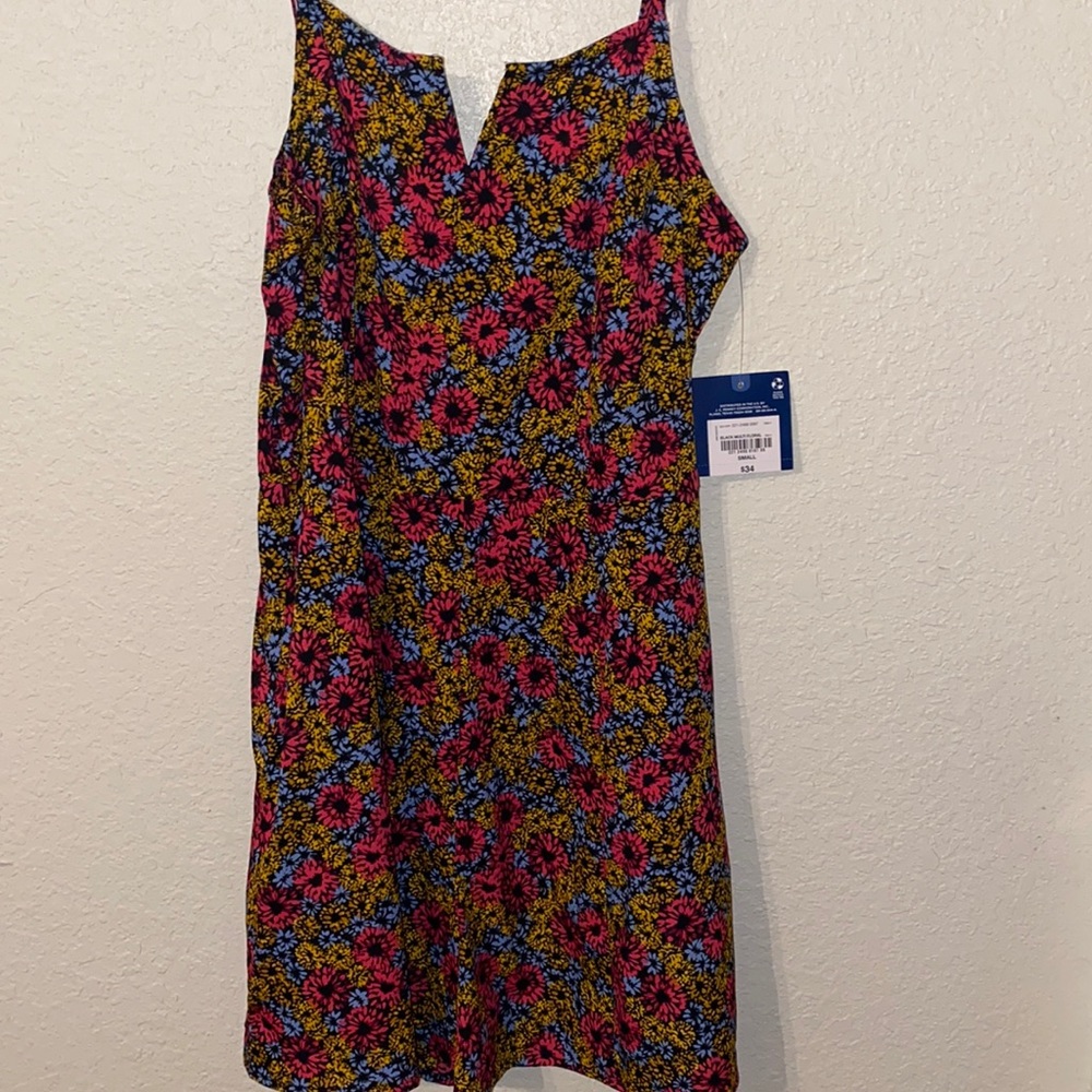 Arizona, size SMALL, black multi colored romper, V front